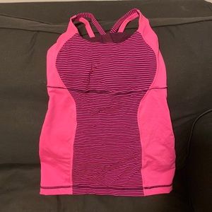 Pink and purple lulu lemon tank top. Built in bra. Size 2. $25